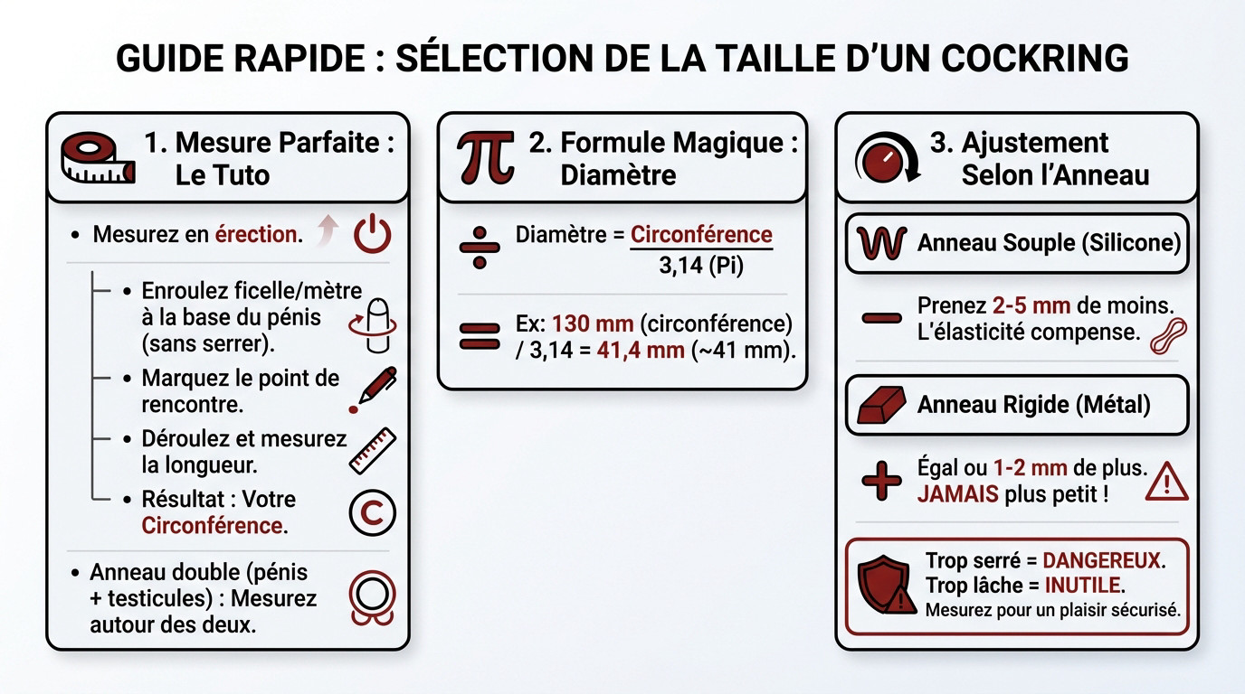 Guide visuel rapide pour sélectionner la taille d'un cockring en fonction de la circonférence