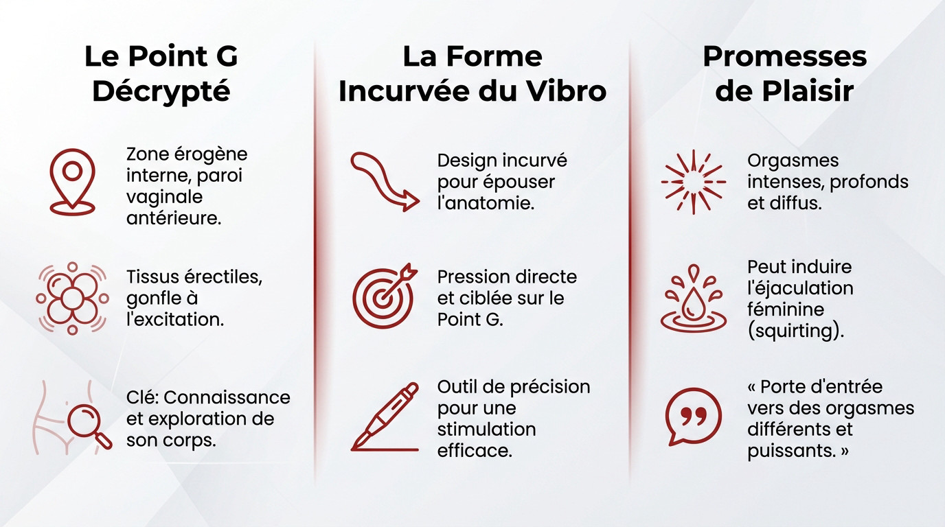 Schéma anatomique montrant la stimulation interne du point G avec un vibromasseur courbé