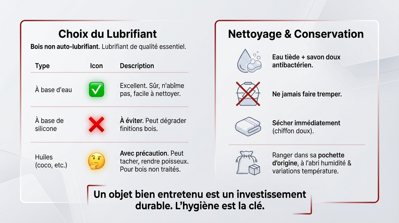 Infographie récapitulative sur les bonnes pratiques d'entretien et de conservation d'un gode en bois