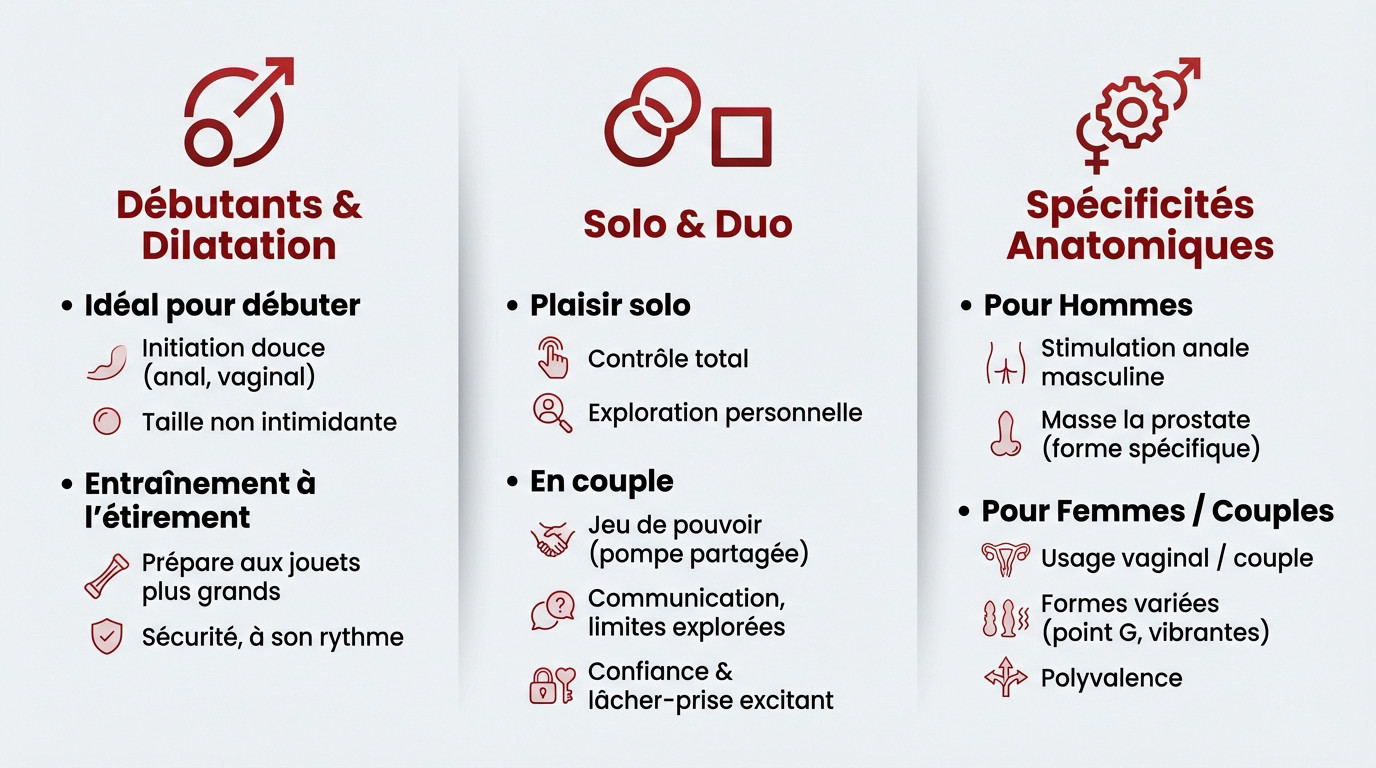 Utilisation variée d'un gode gonflable pour le plaisir anal et vaginal