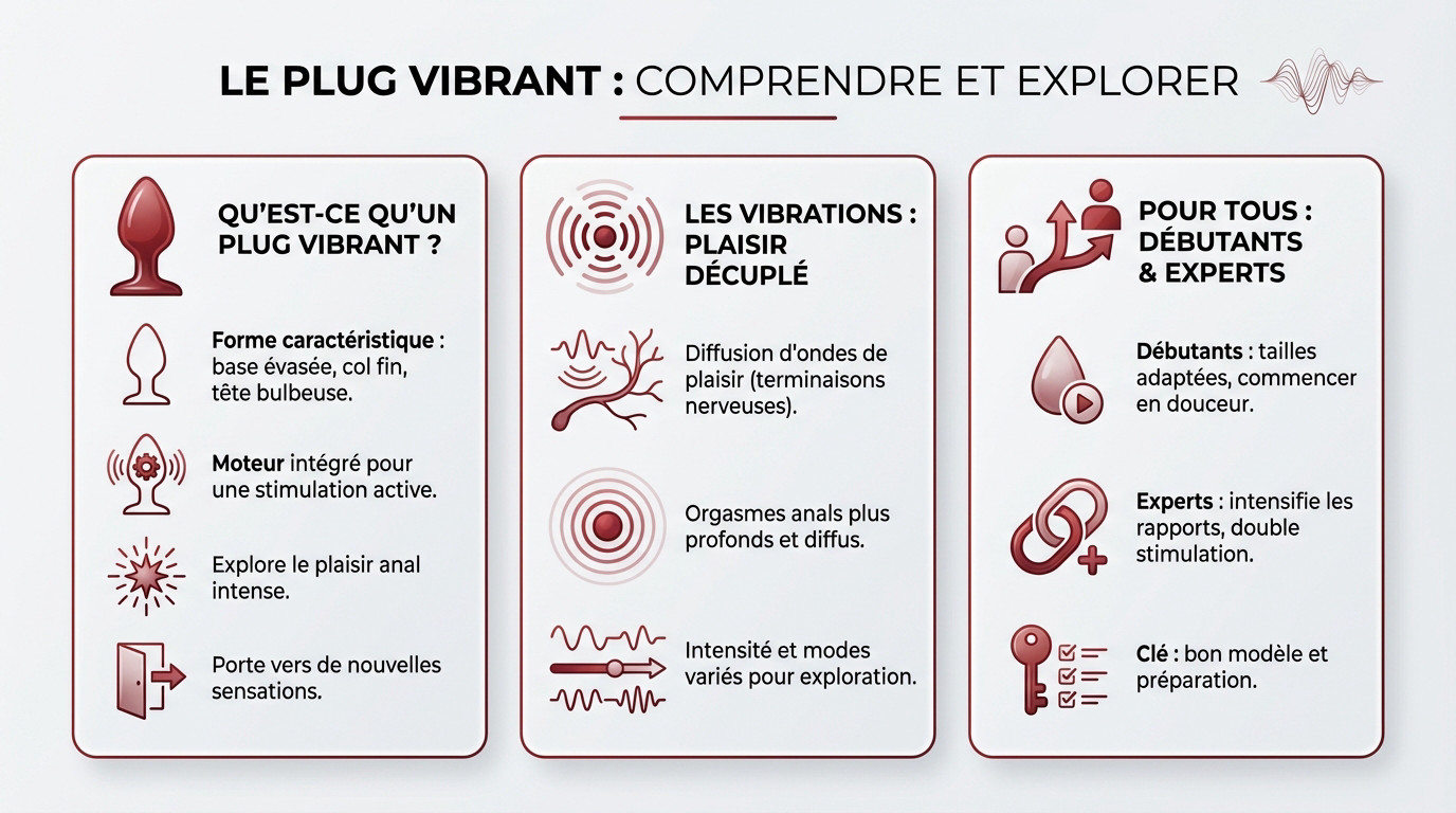 Plug anal vibrant en silicone avec base évasée pour stimulation de la prostate et plaisir anal