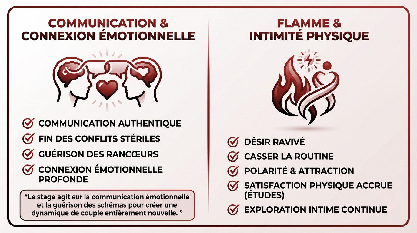 Stage de tantra en couple: connexion émotionnelle et intimité physique