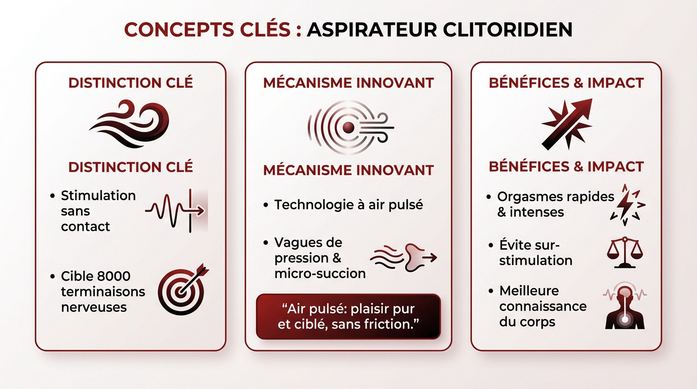 Schéma explicatif du fonctionnement d'un aspirateur clitoridien à ondes de pression
