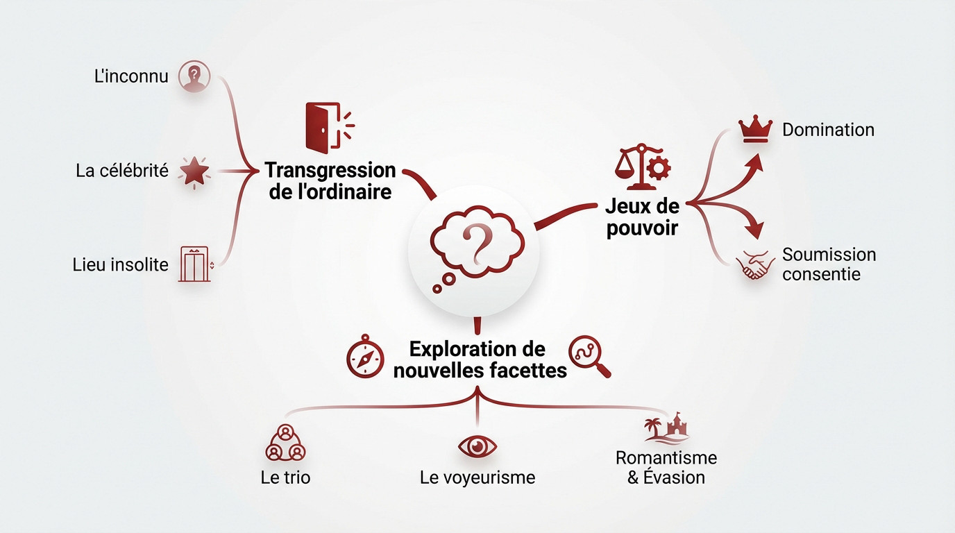 Carte mentale illustrant les désirs féminins secrets et les fantasmes les plus courants