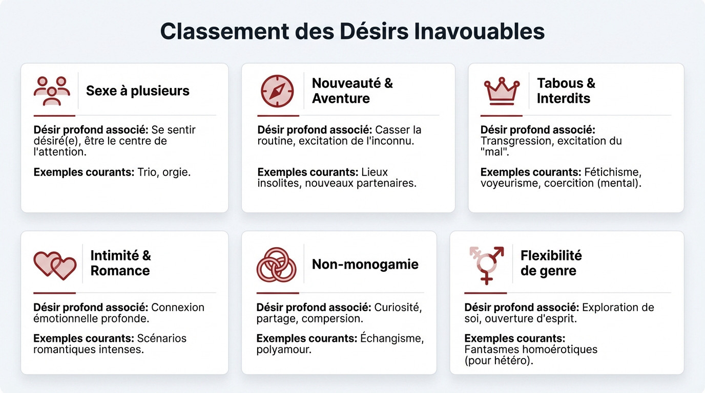 Illustration artistique représentant la diversité des fantasmes tabous et secrets