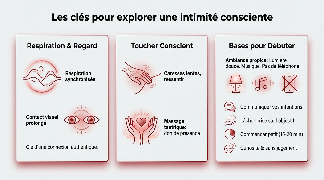 Couple pratiquant la respiration synchronisée pour une intimité consciente