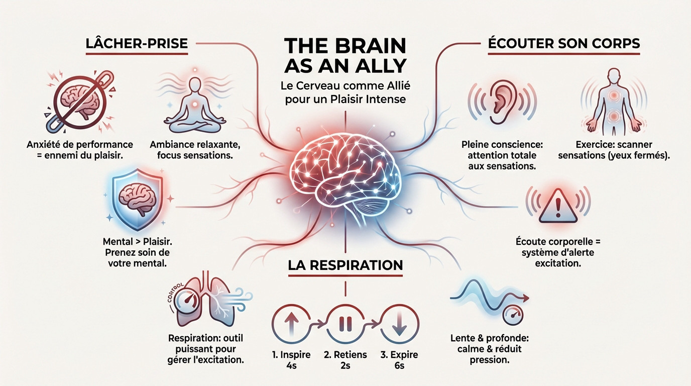 Illustration montrant le lien entre le cerveau et le plaisir sexuel masculin