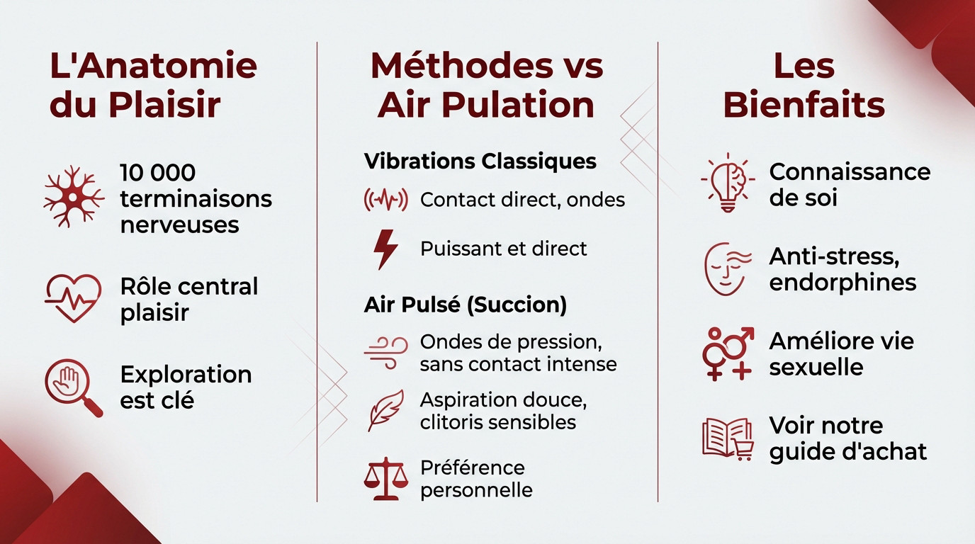 Schéma explicatif de l'anatomie du clitoris et des zones de stimulation