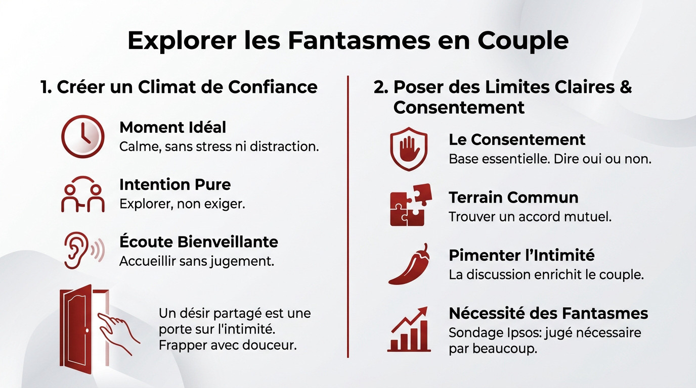 Infographie étapes pour explorer les fantasmes en couple sans malaise
