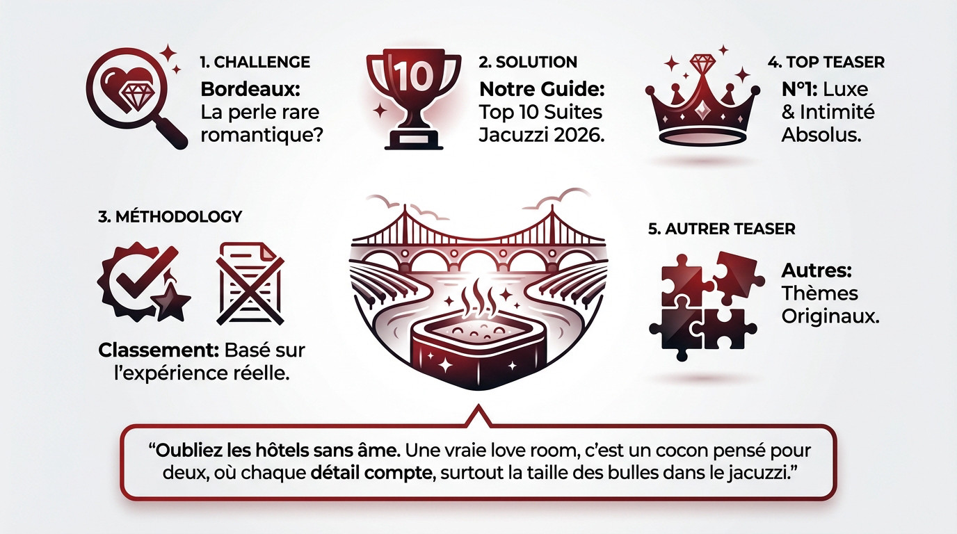 Infographie du top 10 des suites avec jacuzzi à Bordeaux pour 2026