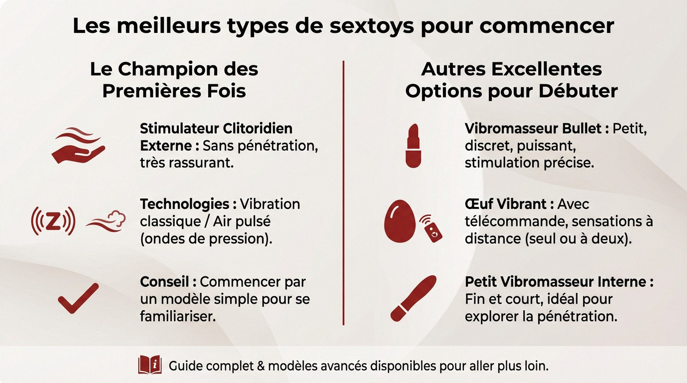 Sélection de sextoys adaptés aux débutantes : stimulateur clitoridien, bullet et petit vibromasseur