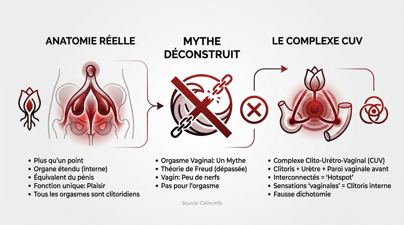 Schéma anatomique du clitoris et du complexe clito-urétrovaginal
