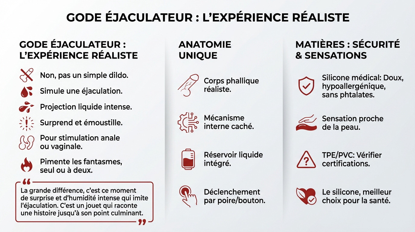 Gode éjaculateur réaliste avec système de projection de liquide