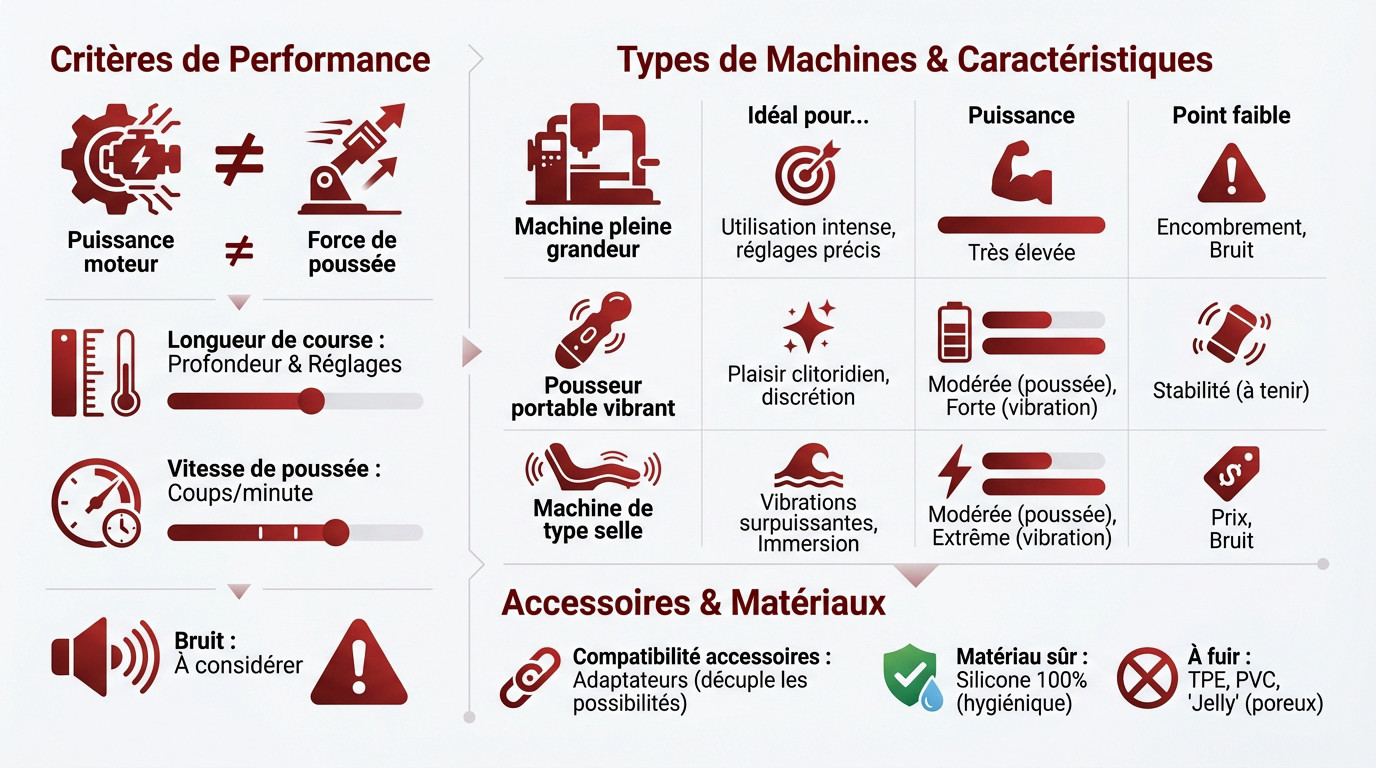 Schéma explicatif des critères de choix pour une machine sexuelle performante
