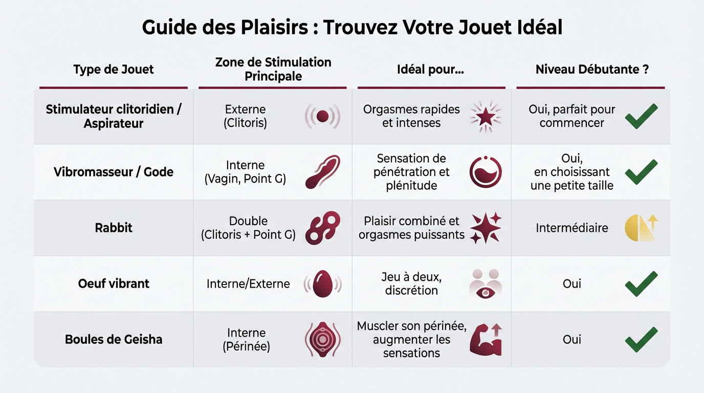 Guide visuel pour choisir son sextoy idéal selon la zone de stimulation