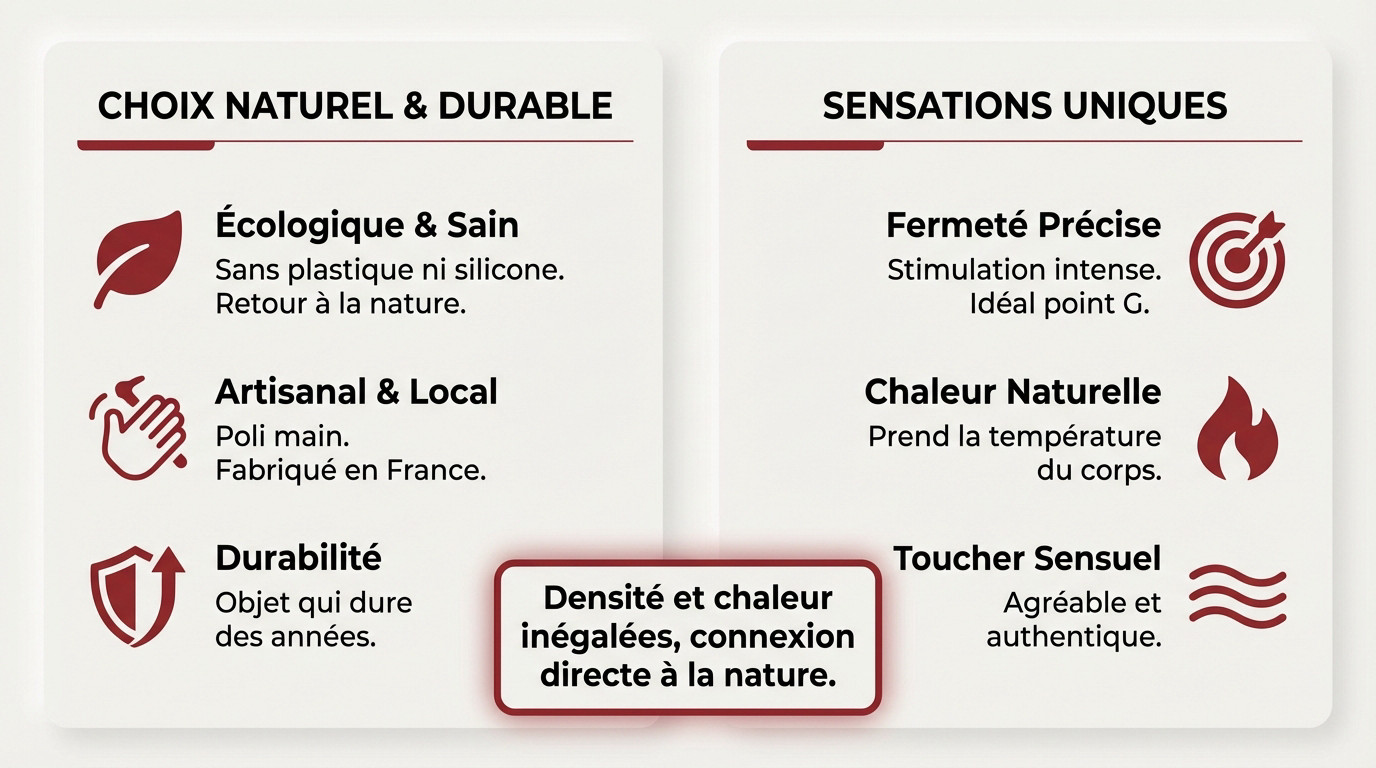 Sextoy en bois artisanal poli à la main