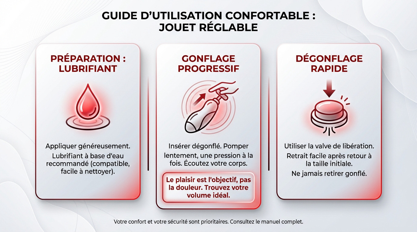 Guide d'utilisation confortable d'un gode gonflable ajustable