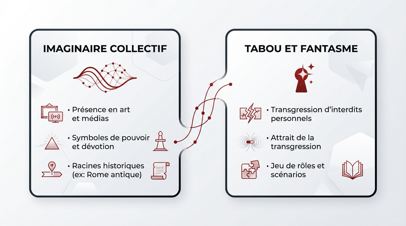 Illustration symbolique de la dynamique de pouvoir et de l'imaginaire collectif lié à la position à genoux