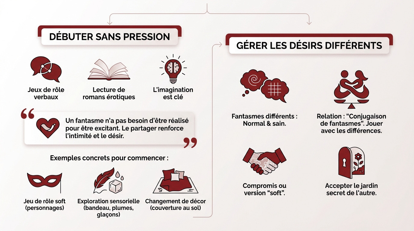 Infographie sur le désir et l'intimité dans le couple illustrant l'impact des fantasmes
