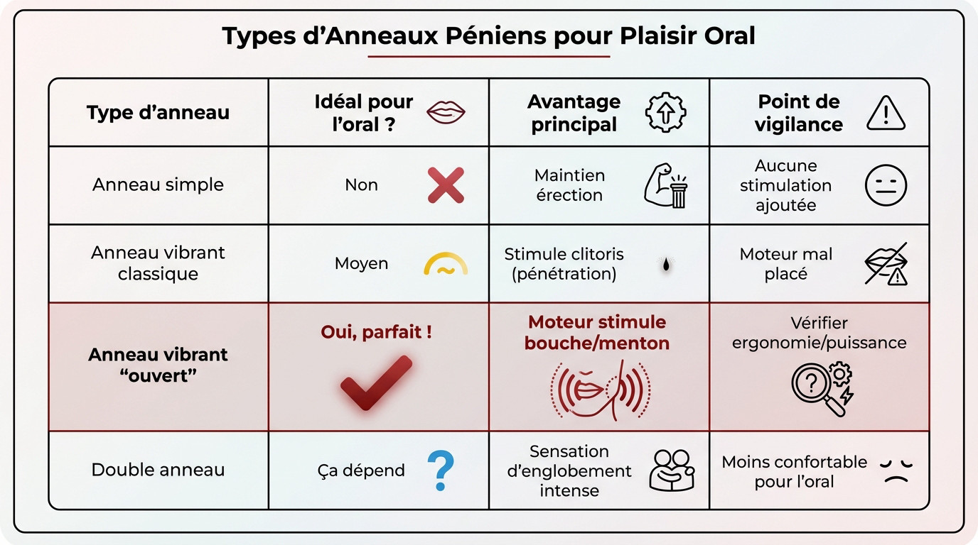 Types d'anneaux péniens adaptés pour le plaisir oral
